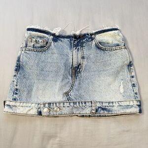 Revice Showtime Micro Mini Skirt SIZE 23 Low Rise Light Wash Denim Handmade